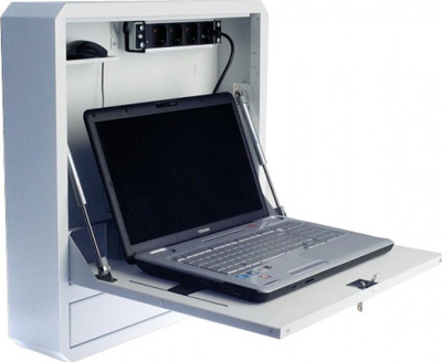 Kabinet muri kundër vjedhjes Techly, për laptop 19", çelik, i bardhë