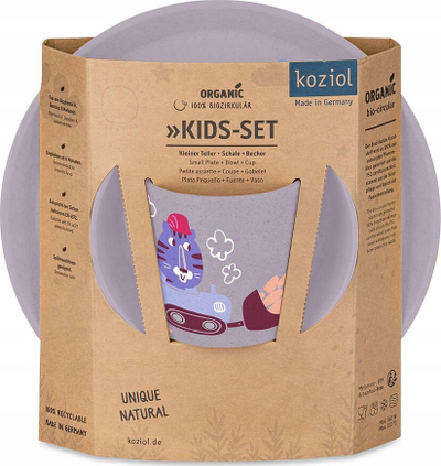 Set enësh për kalamaj Koziol Kids Set Trucks, 3 copë, material organik, gri