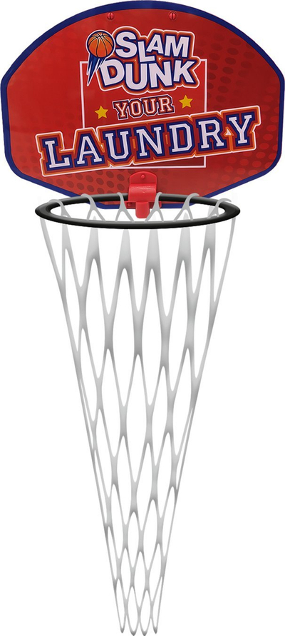 Kosh rrobash Slam Dunk Your Laundry, varës në derë, dizajn basketbolli, i kuq