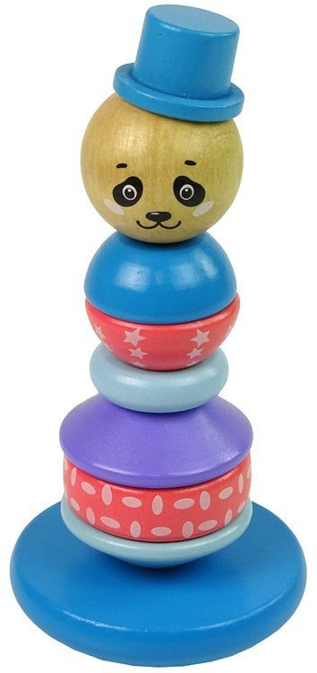 Lodër druri edukative piramidë Panda Balancing Tower, shumëngjyrëshe