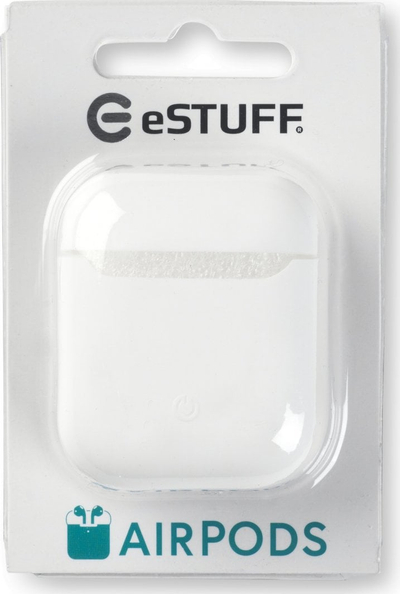 Mbrojtëse silikoni për AirPods eSTUFF, fleksibile, për karikim me kabllo dhe wireless, e bardhë