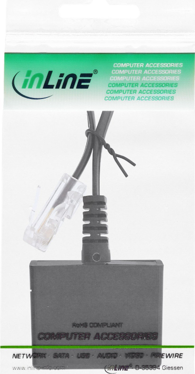 Kabllo adapter telefoni InLine, RJ45 mashkull në TAE N dhe RJ11 femër, 14cm, e bardhë