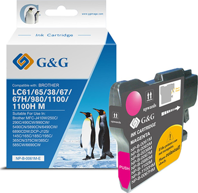Kartuç bojë G&amp;G Compatible Brother LC1100M LC1100HM LC980M, magenta