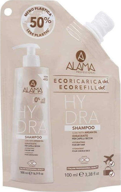 Shampo flokësh Alama Professional Hydra, për flokë të thatë, paketim Eco Refill 100 ml