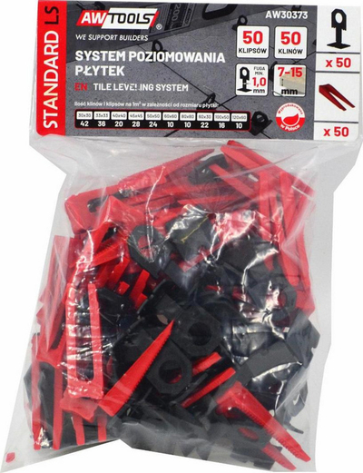 Set për nivelu pllaka AWTools AW30373, 1.0mm, për pllaka 7-15mm, 100 copë