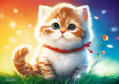 Puzzle Trefl Charming Kitten, 500 copa, 48 x 34 cm, me shum ngjyra