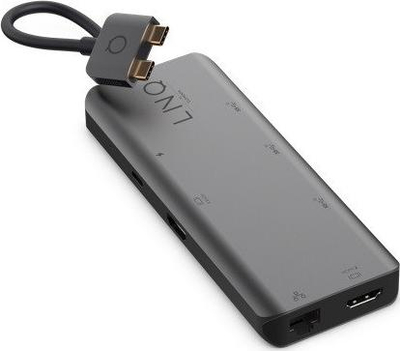 Hub USB C LINQ 7in2 D2 Pro MST, multiport, me rrjet Gigabit Ethernet, gri antracit