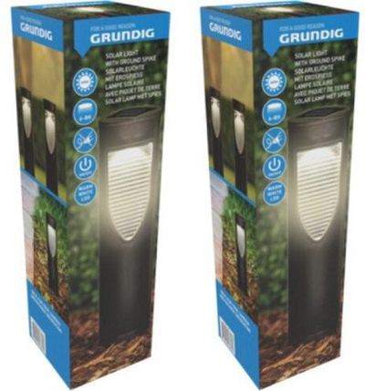 Lampë solare kopshti Grundig G657, LED, me kunjë tokësore, e zezë