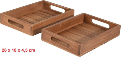 Set tabakash druri Home Styling Collection Serving Tray Teak, 3 copë, 39x29x5 cm, ngjyrë druni natyrale