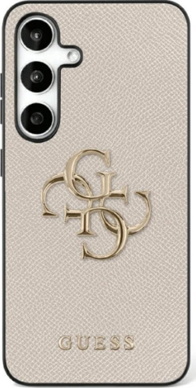 Kollë telefoni Guess Grained Big 4G Logo për Samsung Galaxy S25, lëkurë eko, beige