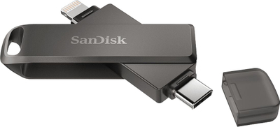 USB SanDisk IXpand Flash Drive Luxe, 256GB, me Lightning edhe USB Type‑C, gri