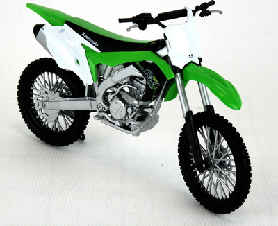 Играчка мотоцикл Вели Кавасаки KX250F, размер 1:10, метал, зелено и бело