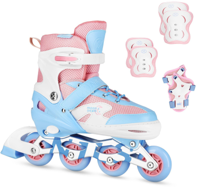 Patina inline Nils Extreme Moonbeam NA0189, masë e rregullueshme 39-42, rrota PU me LED, set me mbrojtëse