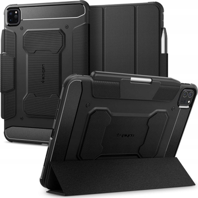 Këllëf tablet Spigen Rugged Armor Pro për iPad Pro 11" M4 2024, me mbajtëse për Pencil, i zi
