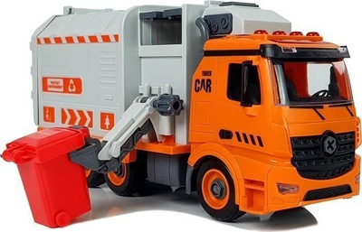 Set loje LeanToys DIY kamion plehrash, ndarje plehrash, me dritë edhe zë, portokalli gri