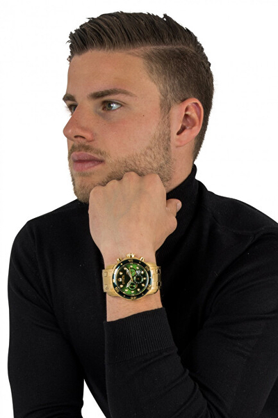 Orë burrash Invicta Pro Diver 0075 Chronograph, quartz, e veshur me ar 18k, e artë