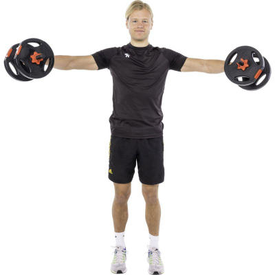 Set peshash Pure2Improve Hybrid Dumbbells 20 kg, i rregullueshëm, i zi me të kuqe