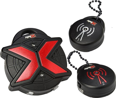 Lodër spiunazhi SpyX Tracker Tag, set me 2 tag, me alarm dhe kërkim, e zezë me të kuqe