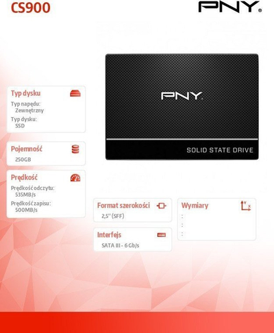 Disk SSD PNY CS900, 250GB, 2.5" SATA III