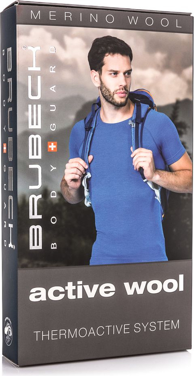 Bluzë termike për burra Brubeck Active Wool SS11710, merino, për aktivitete jashtë, e zezë