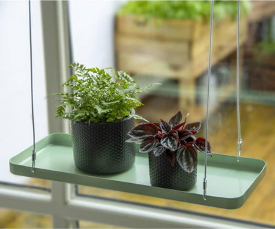 Tabaka varëse për lule Esschert Design Hanging Plant Tray Rectangular S, drejtkëndore, metal, jeshile