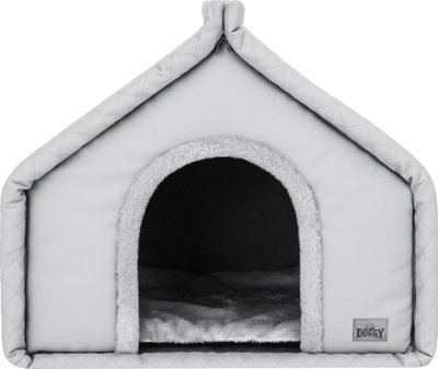 Shpi për qen DIAMOND Kennel R1, 42x32x43 cm, lëkurë eko, gri