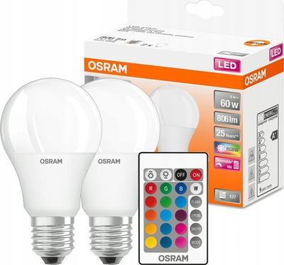 Set llamba LED OSRAM Star+, E27, 9.4W, me telekomandë, shumëngjyrëshe