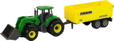 Set lodër traktor LEAN Toys Farm Tractor Set, me rimorkio, kovë lëvizëse, jeshil me të verdhë