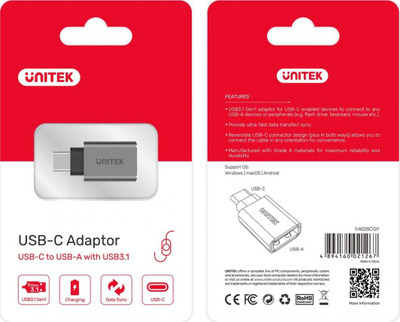 Адаптер USB A - USB C, сив