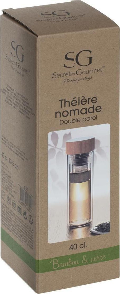 Termus për çaj Secret de Gourmet, 400 ml, filtër inox, xham transparent