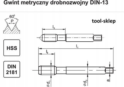 Set çikrikësh për filetim A1, HSS, DIN2181 M8x0.75