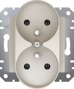 Prizë dyshe Schneider Electric Odace EPH9810223, me tokëzim, pa kornizë, krem