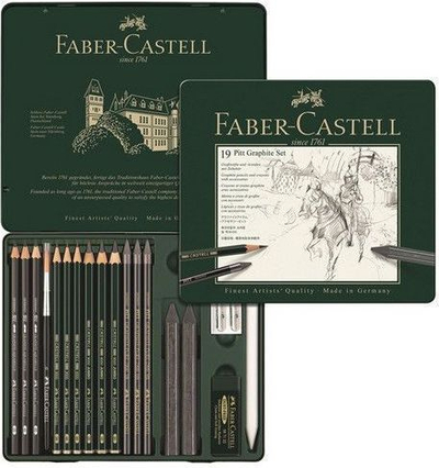 Set vizatimi Faber-Castell Pitt Monochrome Medium, lapsa grafiti, kuti metalike