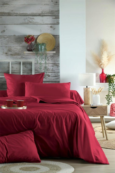 Çarçaf shtroje STOF Cotton Fitted Sheet, 140x200 cm, pambuk, i kuq