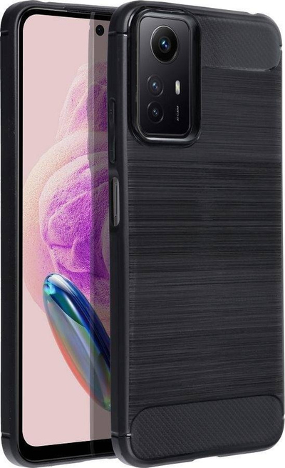Mbrojtëse telefoni Xiaomi Redmi Note 12S, gome TPU e butë, dizajn karbon, e zezë