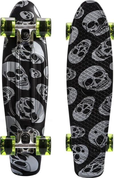 Skateboard Meteor Multicolor Skulls 22607, plastik, rrota poliuretani, i zi