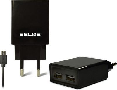 Karikues Beline 2xUSB + microUSB, 2A, i zi