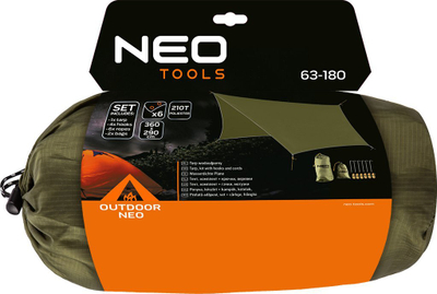 Tarp kampingu Neo, 360x290cm, 210T PU3000, i gjelbër