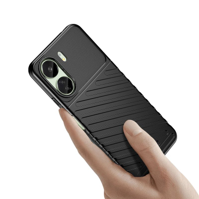 Mbrojtëse telefoni Armored Thunder për Xiaomi Redmi 13C, TPU, antirrëshqitëse, e zezë