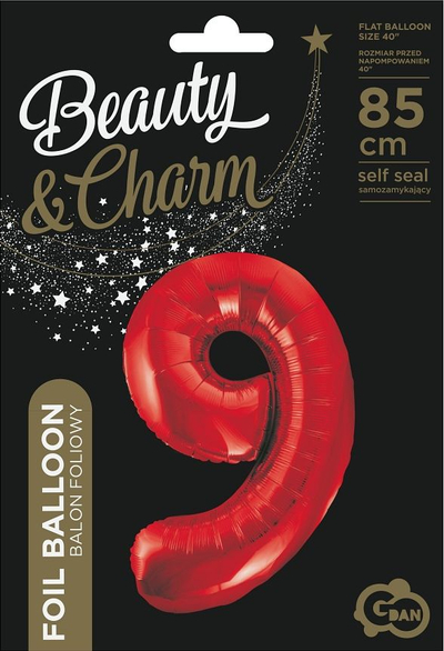 Balon folje Godan numri 9, 85 cm, e kuqe
