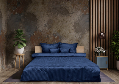 Комплет постелнина Damask Bedding Satin Stripes, 200x220, темно сина