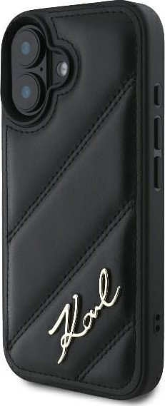 Maskë telefoni Karl Lagerfeld KLHCP16SPQDSMGK, për iPhone 16 6.1", hardcase quilted, e zezë