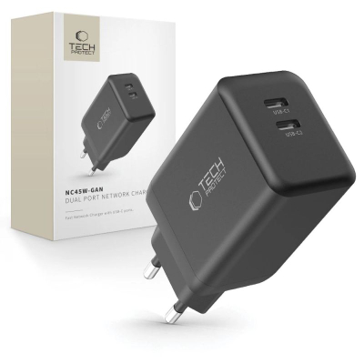 Karikues muri Tech-Protect NC45W GaN, 45W, 2x USB-C, i zi