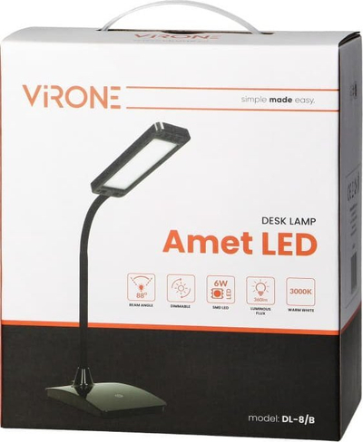 Lampë tavoline Orno DL-8/B, LED, dritë 3000K, e zezë