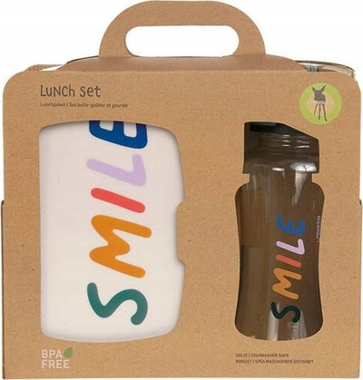 Set dreke për fëmijë Lassig Little Gang Smile, shishe 460 ml, lunchbox me ndarje, i gjelbër