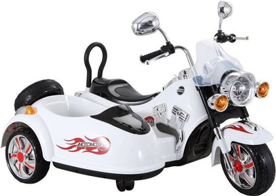 Motoçikletë elektrike për fëmijë Lean Sport SX138, me bateri, me rimorkio anësore, e bardhë