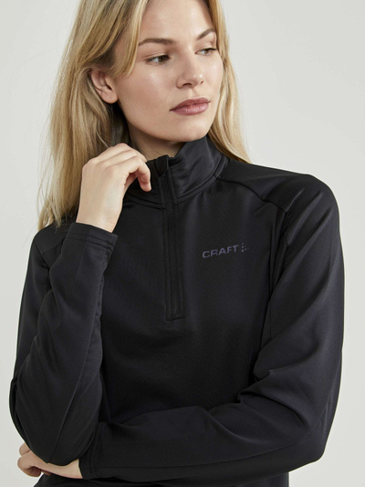 Bluzë sportive Craft Core Gain Midlayer, mëngë të gjata, gjysmë zinxhir, e zezë