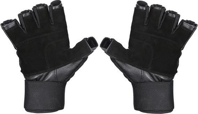 Ракавици за фитнес Mittens HMS RST04, кожа, потпора за зглоб, црни