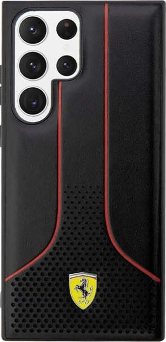 Kapotë telefoni Ferrari për Samsung Galaxy S23 Ultra, polycarbonate dhe TPU, licencë zyrtare, e zezë
