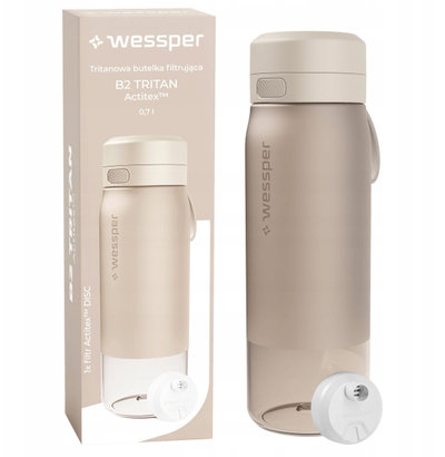 Shishe filtruese Wessper B2 Tritan Actitex, 0.7L, pa BPA, bezhë